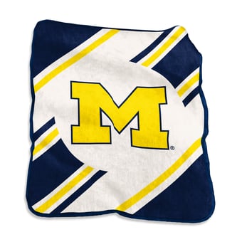 Logo Brands Michigan Wolverines 50" x 60" Raschel Stripe Throw Blanket