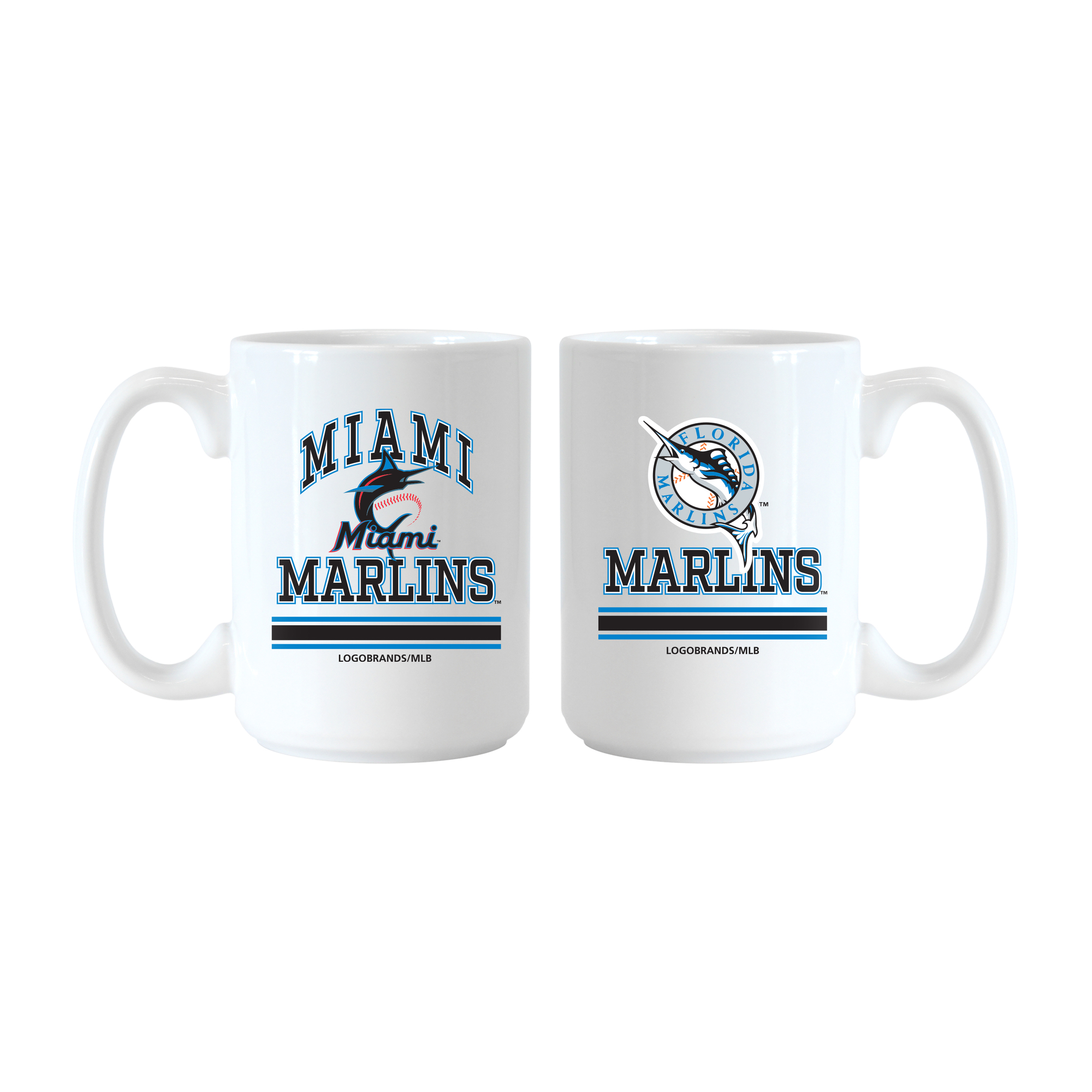 Logo Brands Miami Marlins 15oz. Current & Throwback Mug Set