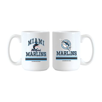 Logo Brands Miami Marlins 15oz. Current & Throwback Mug Set