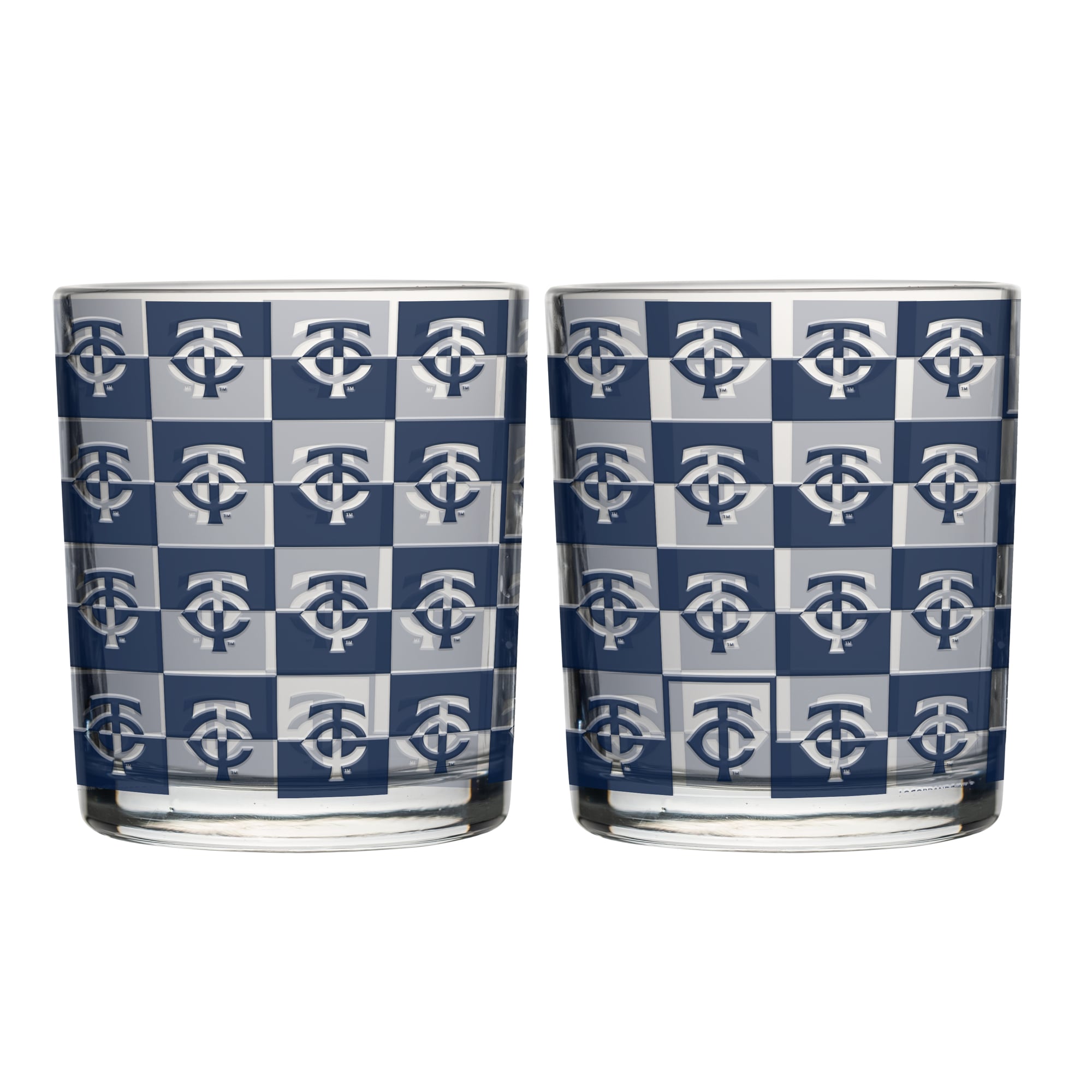 Logo Brands Minnesota Twins Two-Pack 12oz. Gridiron Stained Rocks Glass Set