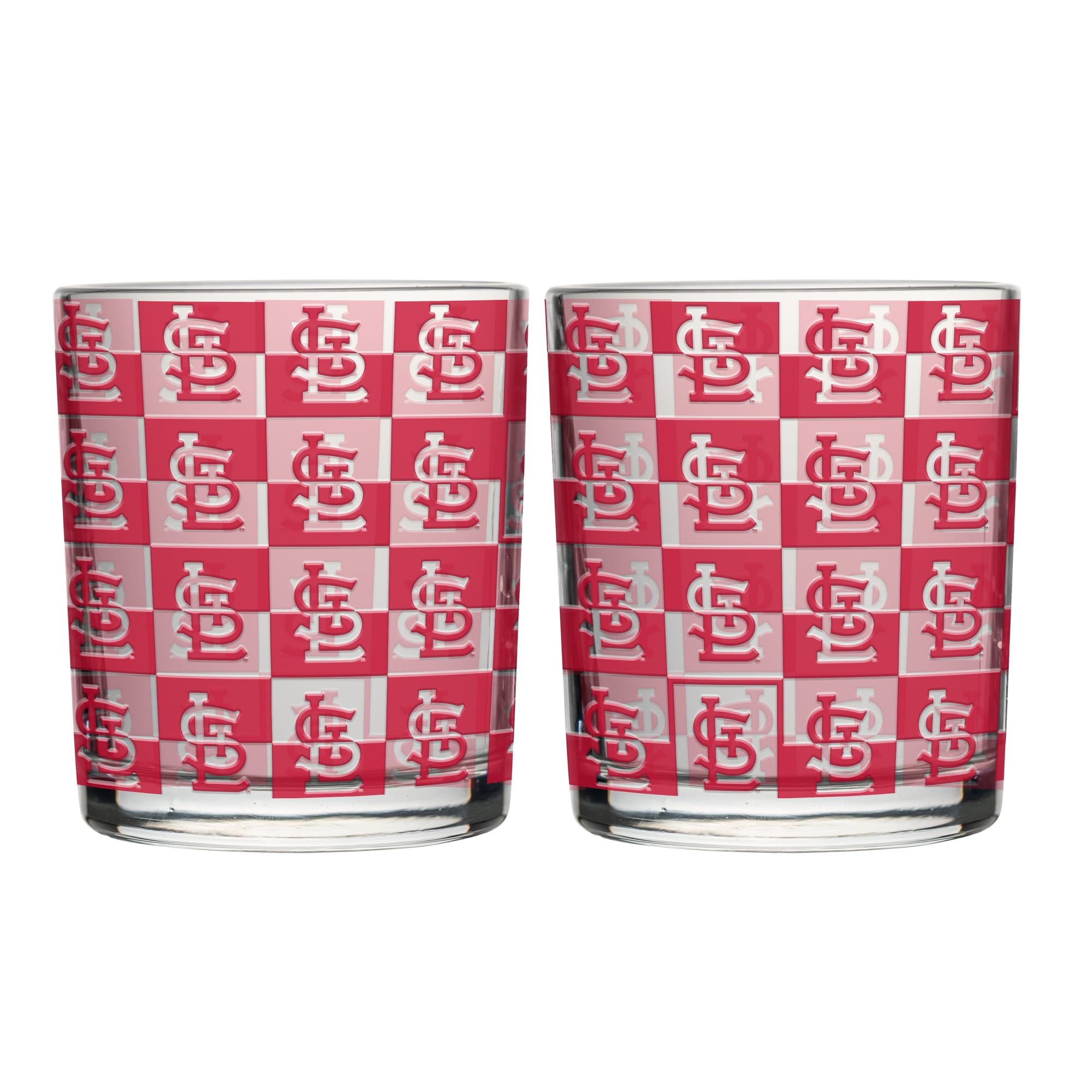 Logo Brands St. Louis Cardinals Two-Pack 12oz. Gridiron Stained Rocks Glass Set