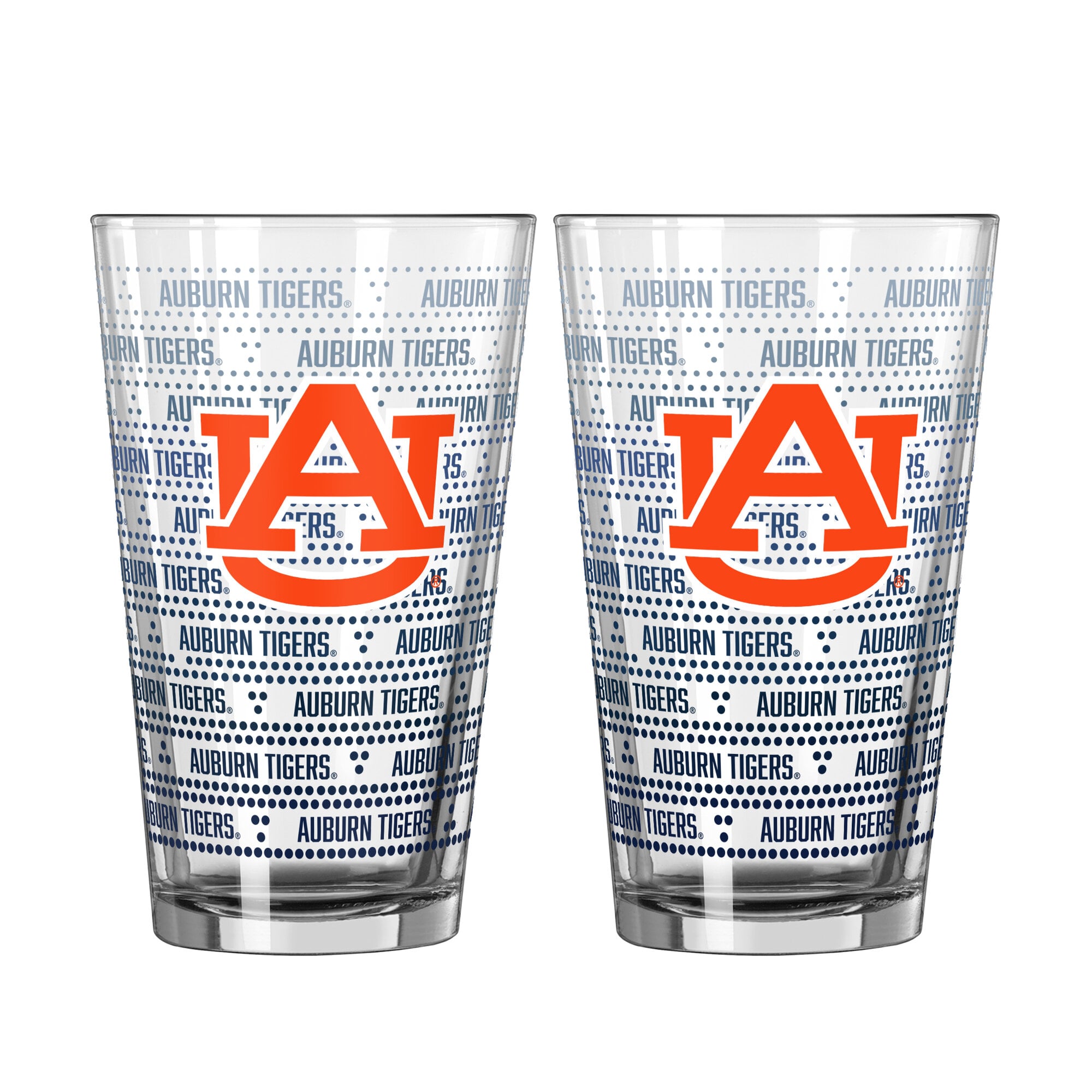 Logo Brands Auburn Tigers Two-Pack Chant Fade 16oz. Pint Glass Set