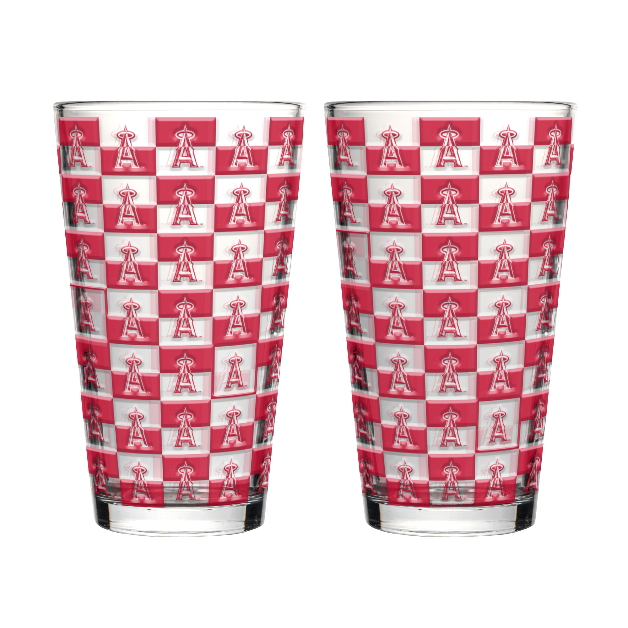 Logo Brands Los Angeles Angels Two-Pack Gridiron Stained 16oz. Pint Glass Set