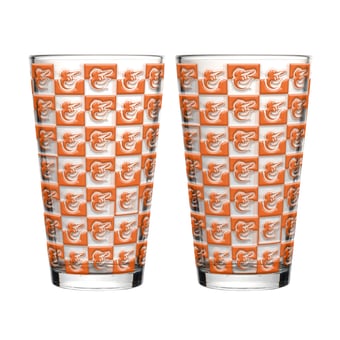 Logo Brands Baltimore Orioles Two-Pack Gridiron Stained 16oz. Pint Glass Set