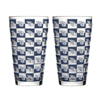 Logo Brands Cleveland Guardians Two-Pack Gridiron Stained 16oz. Pint Glass Set