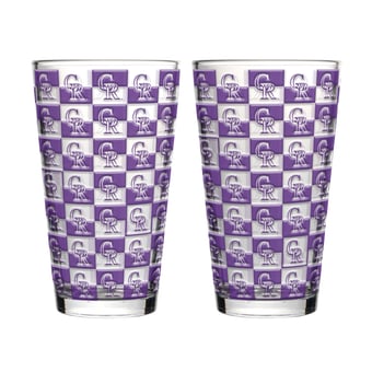 Logo Brands Colorado Rockies Two-Pack Gridiron Stained 16oz. Pint Glass Set