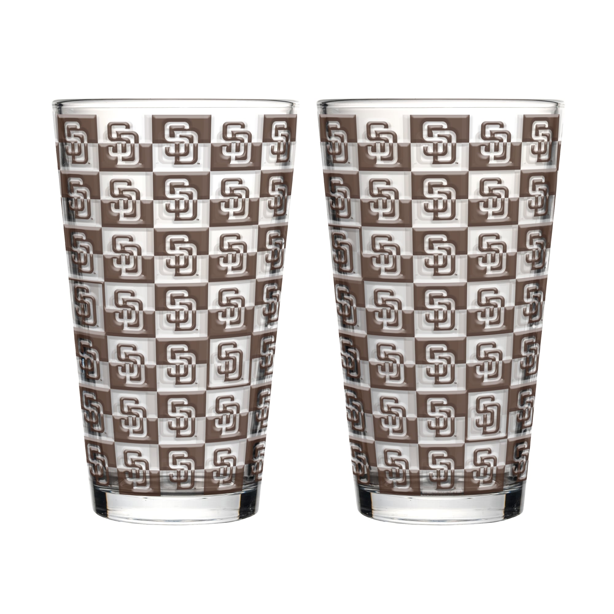 Logo Brands San Diego Padres Two-Pack Gridiron Stained 16oz. Pint Glass Set