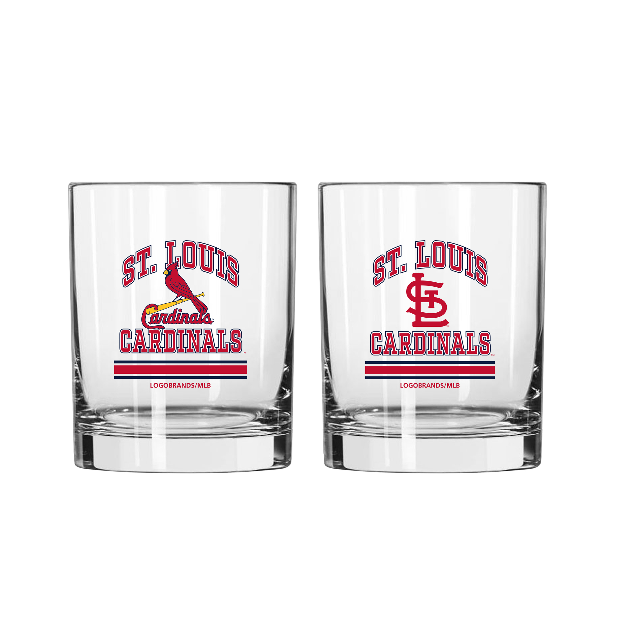 Logo Brands St. Louis Cardinals 12oz. Current & Throwback Logos Two-Pack Glass Set