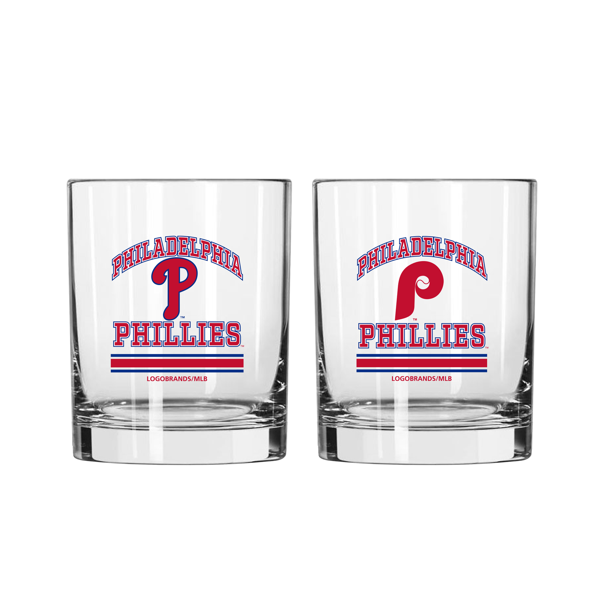 Logo Brands Philadelphia Phillies 12oz. Current & Throwback Logos Two-Pack Glass Set