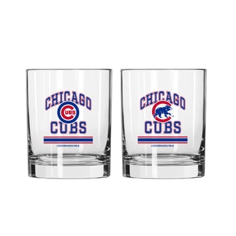Logo Brands Chicago Cubs 12oz. Current & Throwback Logos Two-Pack Glass Set