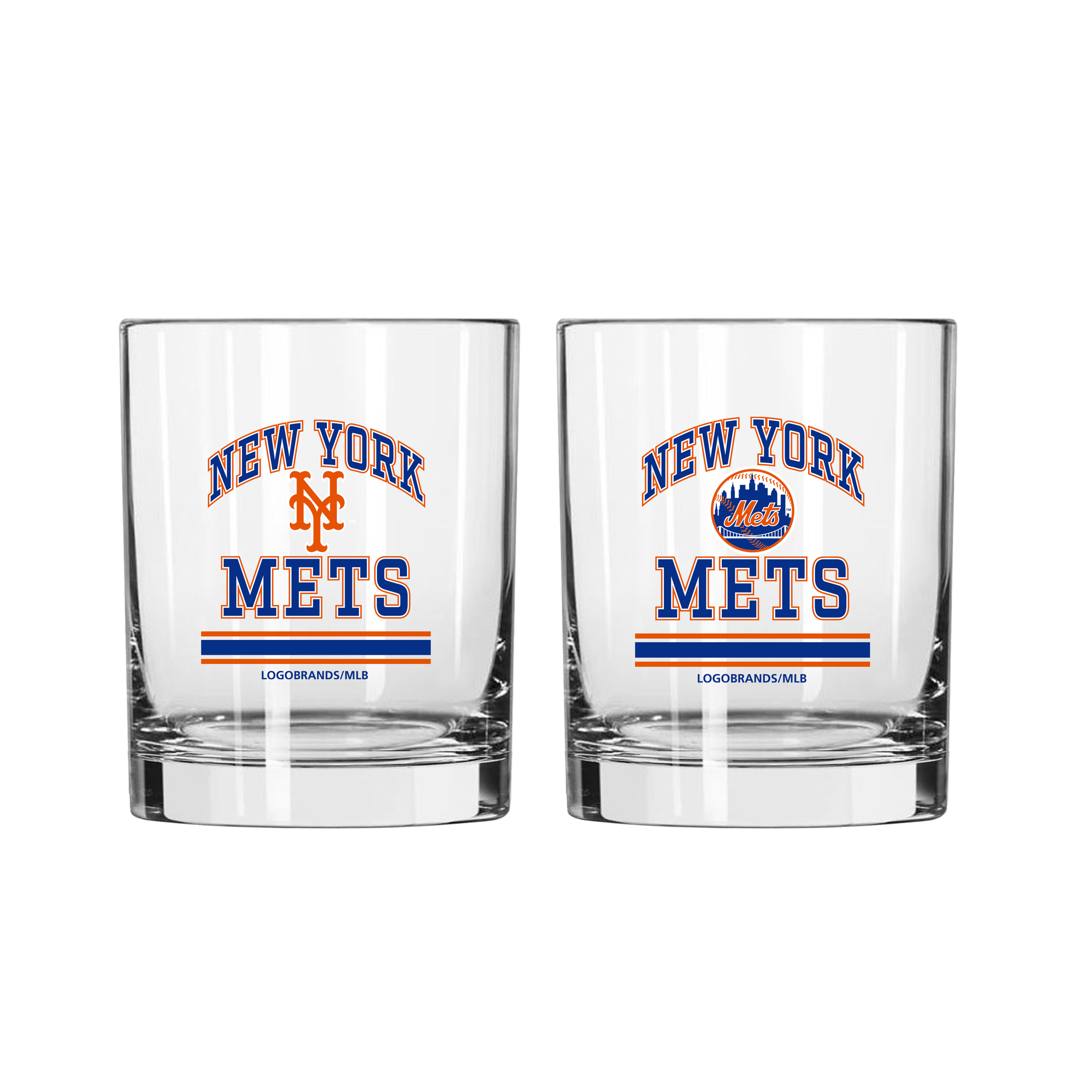 Logo Brands New York Mets 12oz. Current & Throwback Logos Two-Pack Glass Set