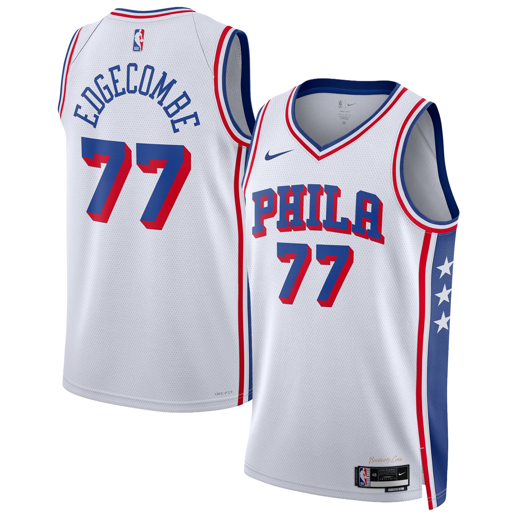 Nike Men's and Women's Vj Edgecombe White Philadelphia 76ers Swingman Player Association Edition Jersey - White