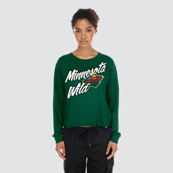 Women's New Era  Green Minnesota Wild Oversized Boxy Long Sleeve T-Shirt