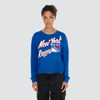Women's New Era  Blue New York Rangers Oversized Boxy Long Sleeve T-Shirt
