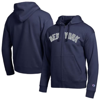 Men's Champion New York Yankees Navy All-Star Wordmark Full-Zip Hoodie
