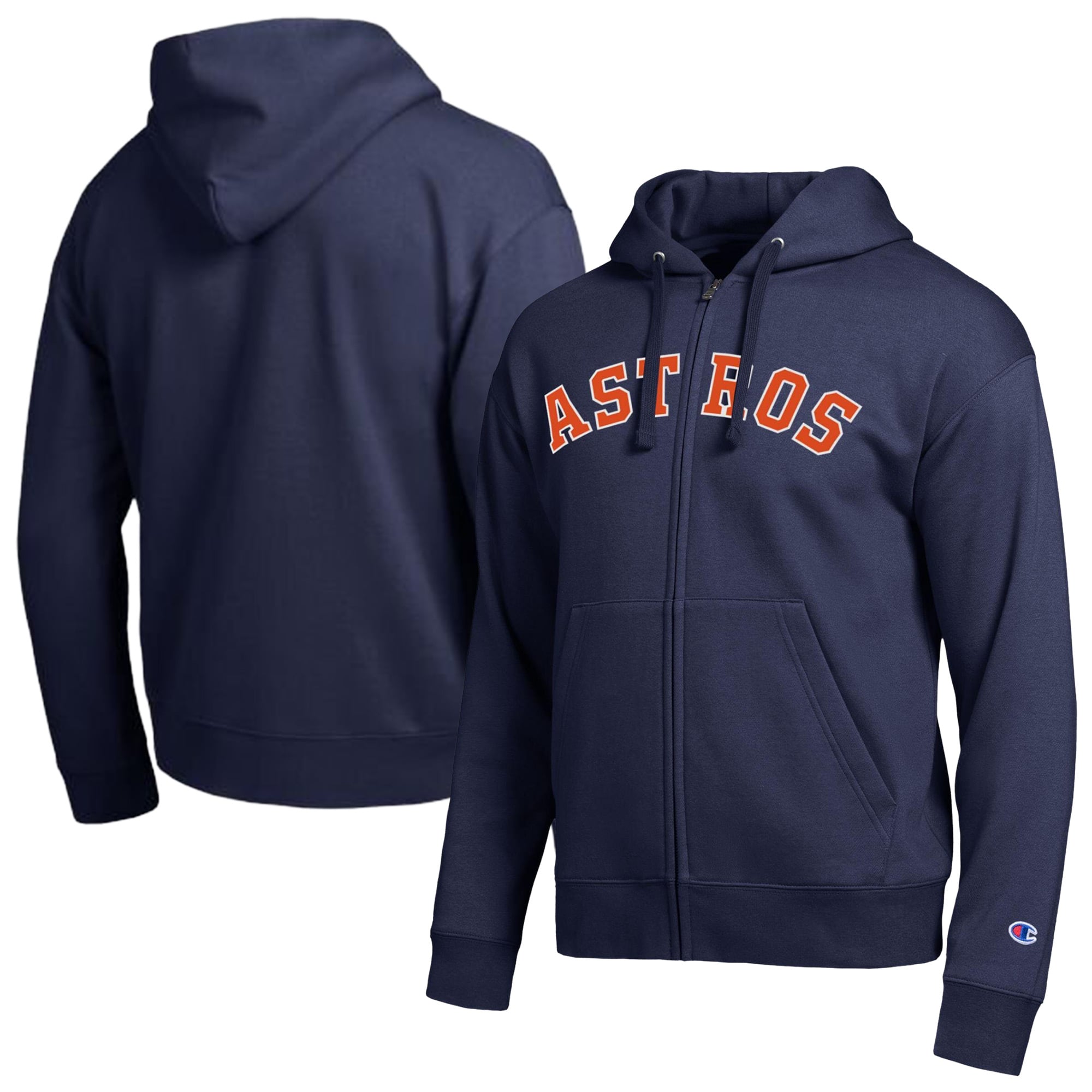 Men's Champion Houston Astros Navy All-Star Wordmark Full-Zip Hoodie