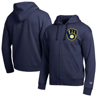 Men's Champion Navy Milwaukee Brewers All-Star Full-Zip Hoodie