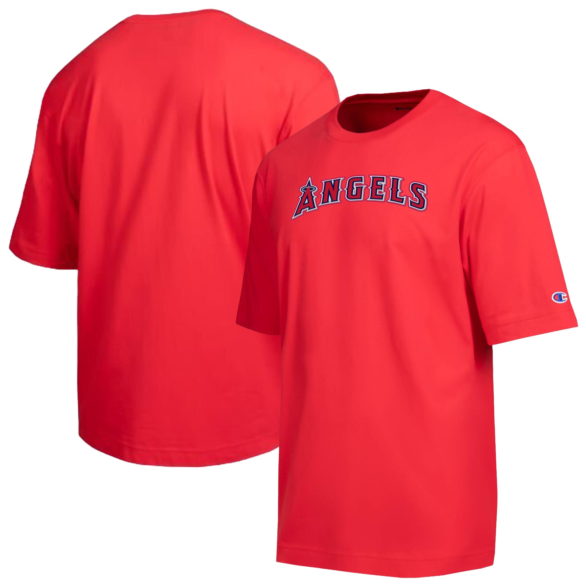 Men's Champion Red Los Angeles Angels All Star Chenille Wordmark T-Shirt