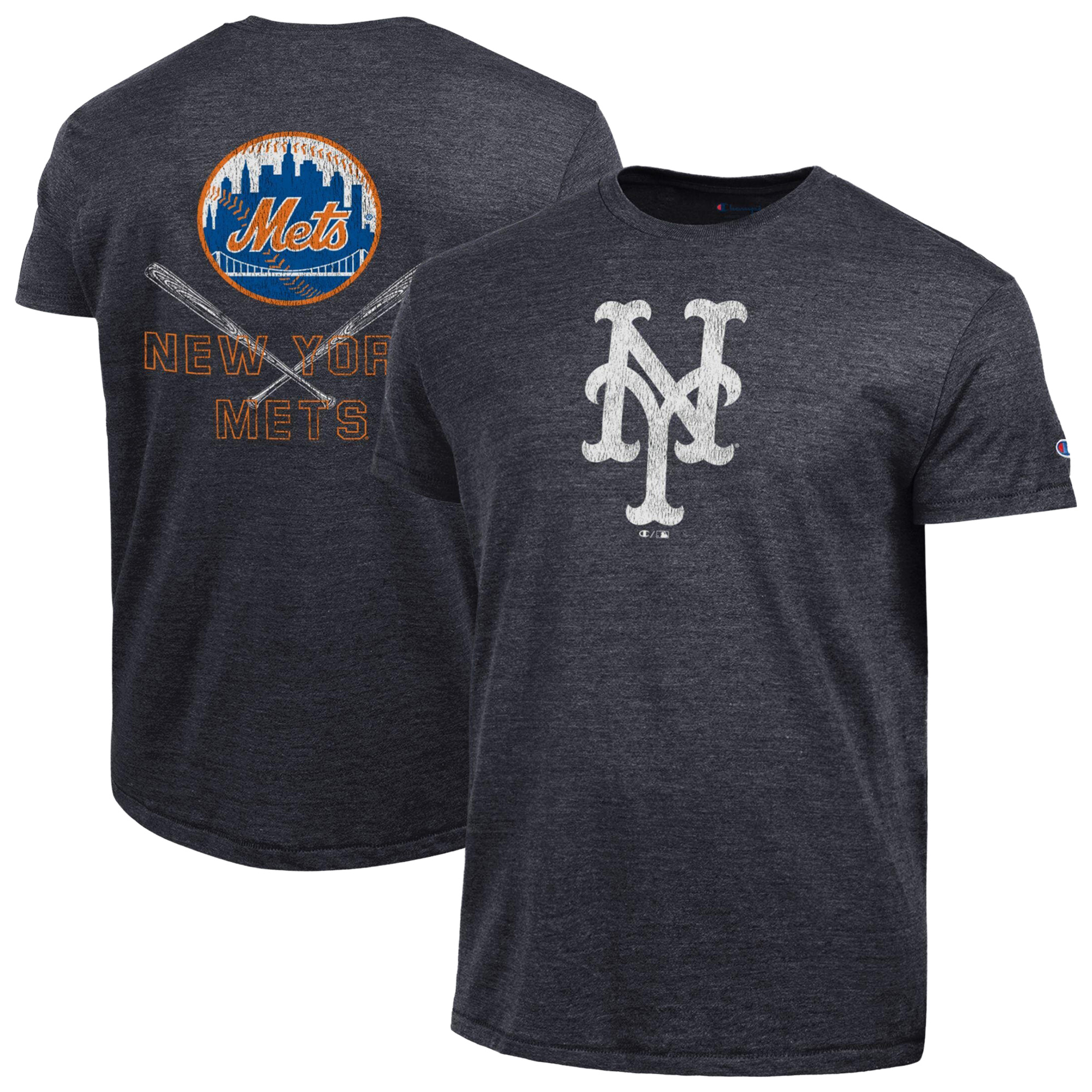 Men's Champion  Black New York Mets Tri-Blend T-Shirt