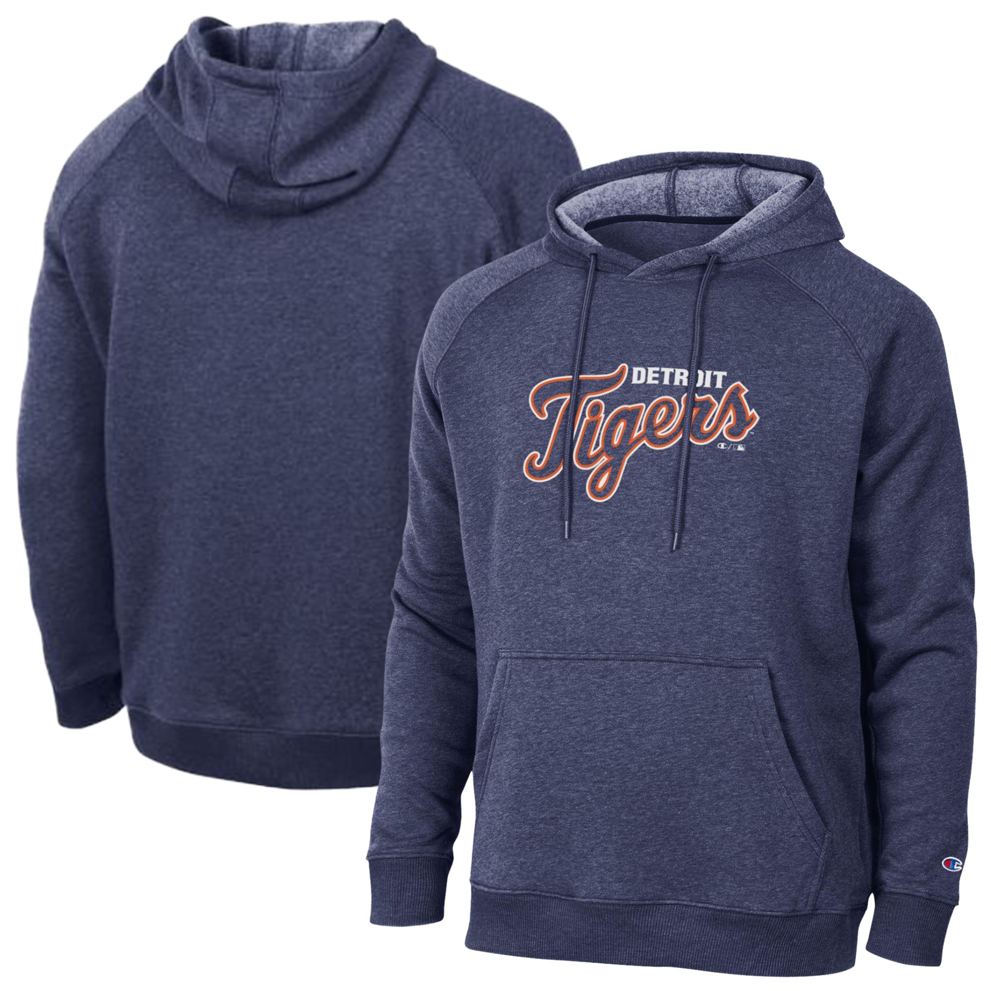 Men's Champion  Navy Detroit Tigers Triumph Tri-Blend Raglan Hoodie