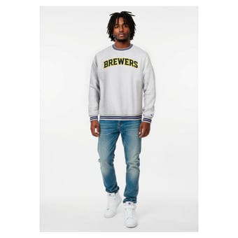 Men's Champion Heather Gray Milwaukee Brewers Reverse Weave Sweatshirt