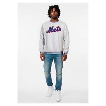 Men's Champion Heather Gray New York Mets Reverse Weave Sweatshirt
