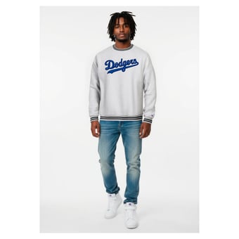 Men's Champion Heather Gray Los Angeles Dodgers Reverse Weave Sweatshirt
