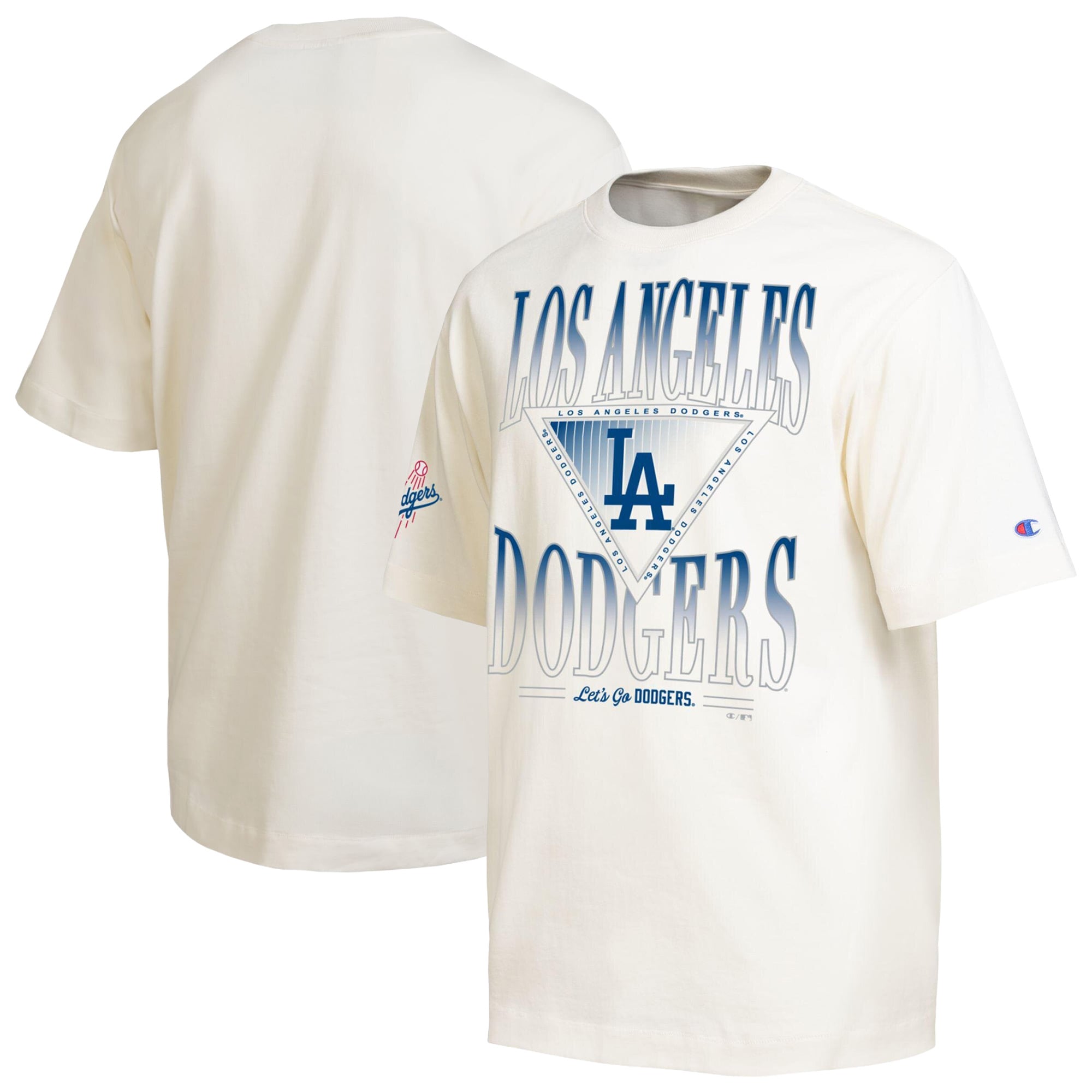 Men's Champion Cream Los Angeles Dodgers Traditions Two Locations T-Shirt