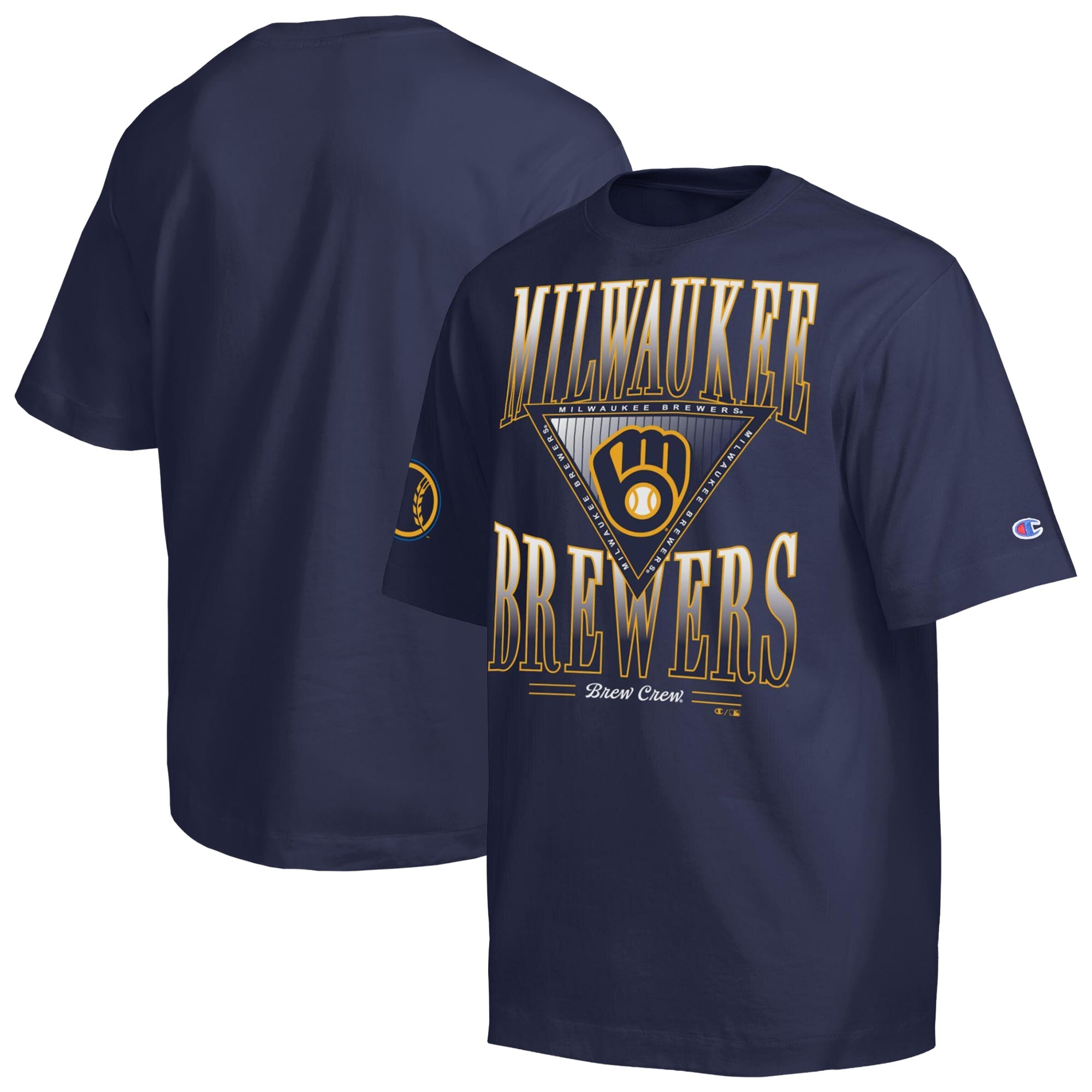 Men's Champion Navy Milwaukee Brewers Traditions Two Locations T-Shirt