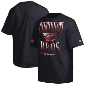 Men's Champion Black Cincinnati Reds Traditions Two Locations T-Shirt