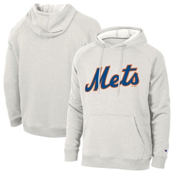 Men's Champion Heathered Core Ultra Light Grey New York Mets Triumph Tri-Blend Raglan Hoodie