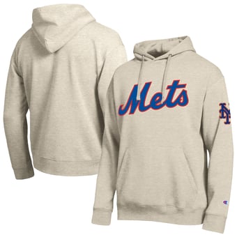 Men's Champion Oatmeal New York Mets All Star Chenille Patch Hoodie
