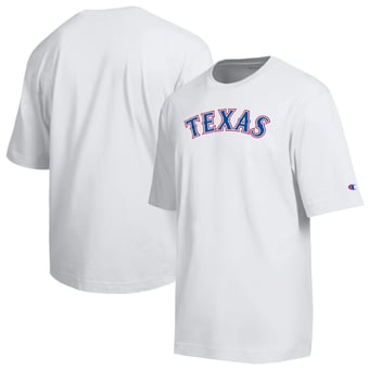Men's Champion White Texas Rangers All Star Arched Chenille Wordmark T-Shirt