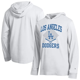 Men's Champion  White Los Angeles Dodgers Cooperstown Hooded Long-Sleeve T-Shirt