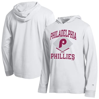 Men's Champion  White Philadelphia Phillies Cooperstown Hooded Long-Sleeve T-Shirt