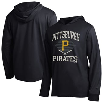 Men's Champion  Black Pittsburgh Pirates Cooperstown Hooded Long-Sleeve T-Shirt
