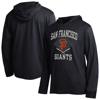 Men's Champion  Black San Francisco Giants Cooperstown Hooded Long-Sleeve T-Shirt