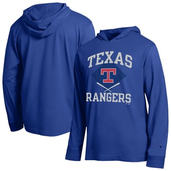 Men's Champion  Royal Texas Rangers Cooperstown Hooded Long-Sleeve T-Shirt