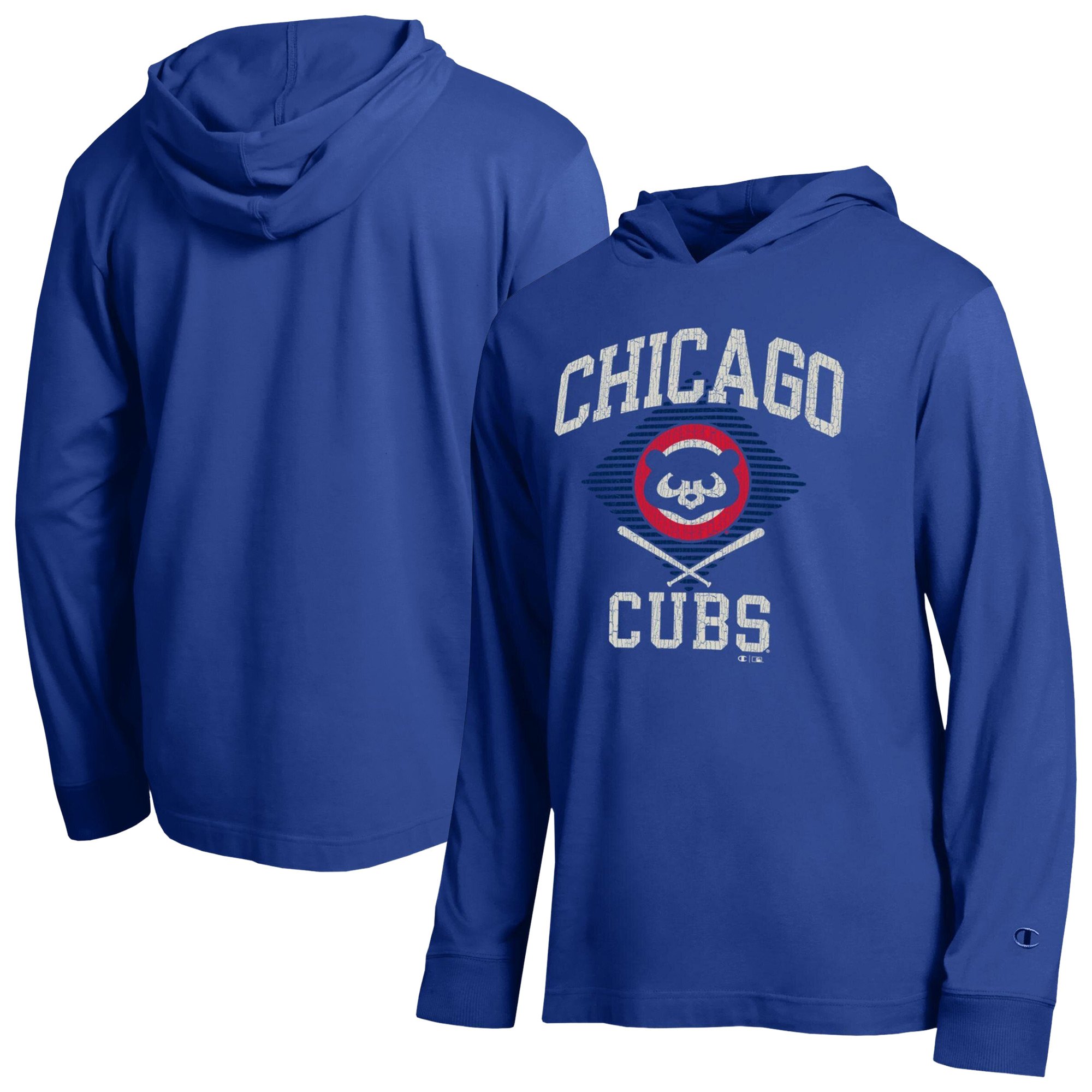 Men's Champion  Royal Chicago Cubs Cooperstown Hooded Long-Sleeve T-Shirt