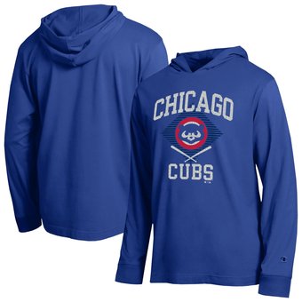 Men's Champion  Royal Chicago Cubs Cooperstown Hooded Long-Sleeve T-Shirt