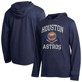 Men's Champion  Navy Houston Astros Cooperstown Hooded Long-Sleeve T-Shirt