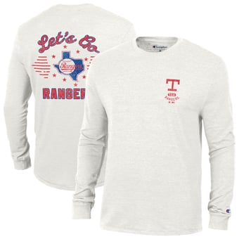 Men's Champion White Texas Rangers Cooperstown Winning Tradition Tri-Blend Long Sleeve T-Shirt