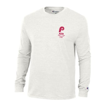 Men's Champion White Philadelphia Phillies Cooperstown Winning Tradition Tri-Blend Long Sleeve T-Shirt