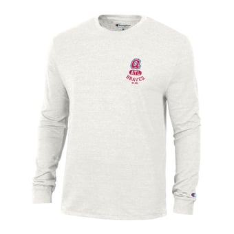 Men's Champion White Atlanta Braves Cooperstown Winning Tradition Tri-Blend Long Sleeve T-Shirt