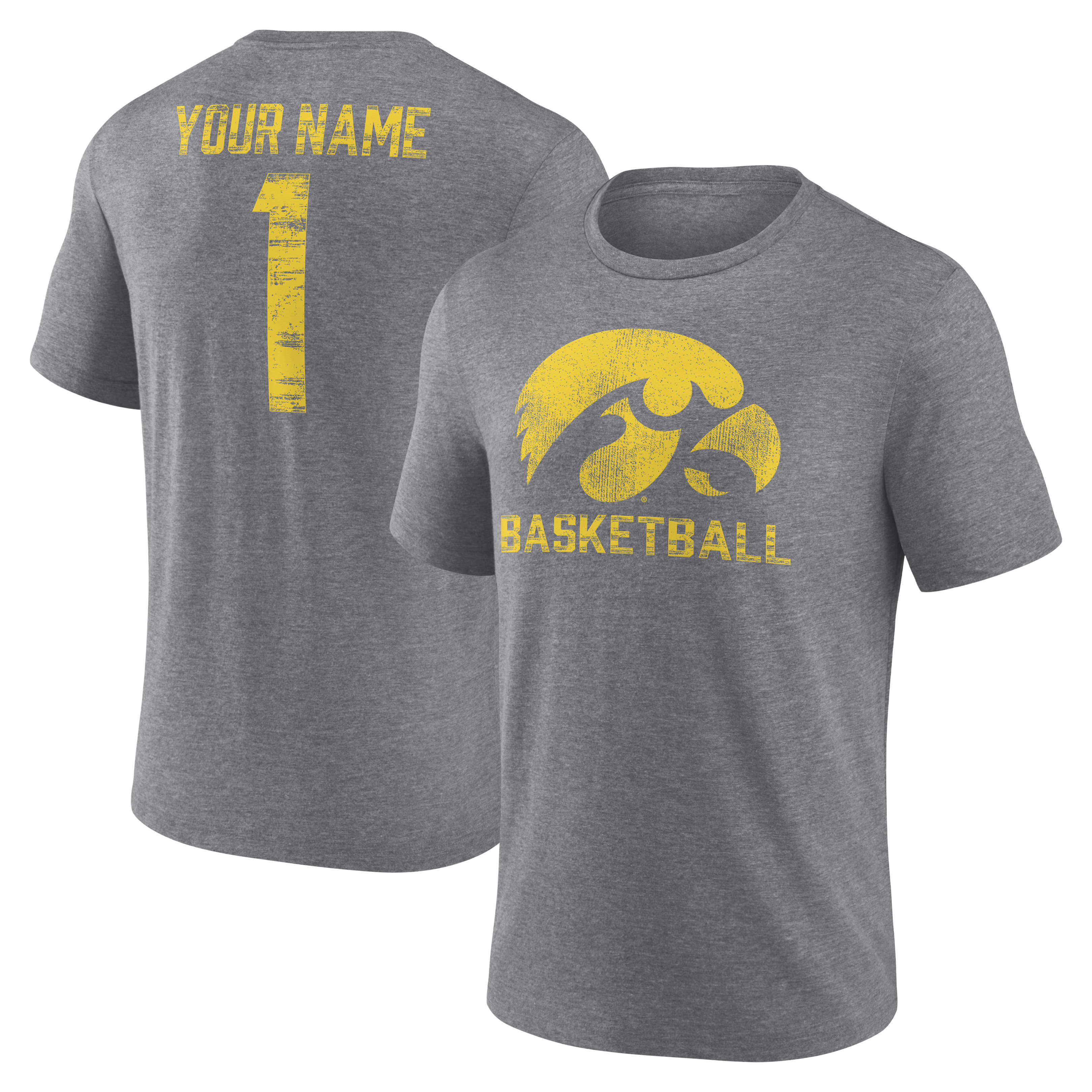 Men’s Gray Iowa Hawkeyes Heritage Basketball Personalized Any Name Tri-Blend T-Shirt Men’s Gray Iowa Hawkeyes Heritage Basketball Personalized Any Name Tri-Blend T-Shirt