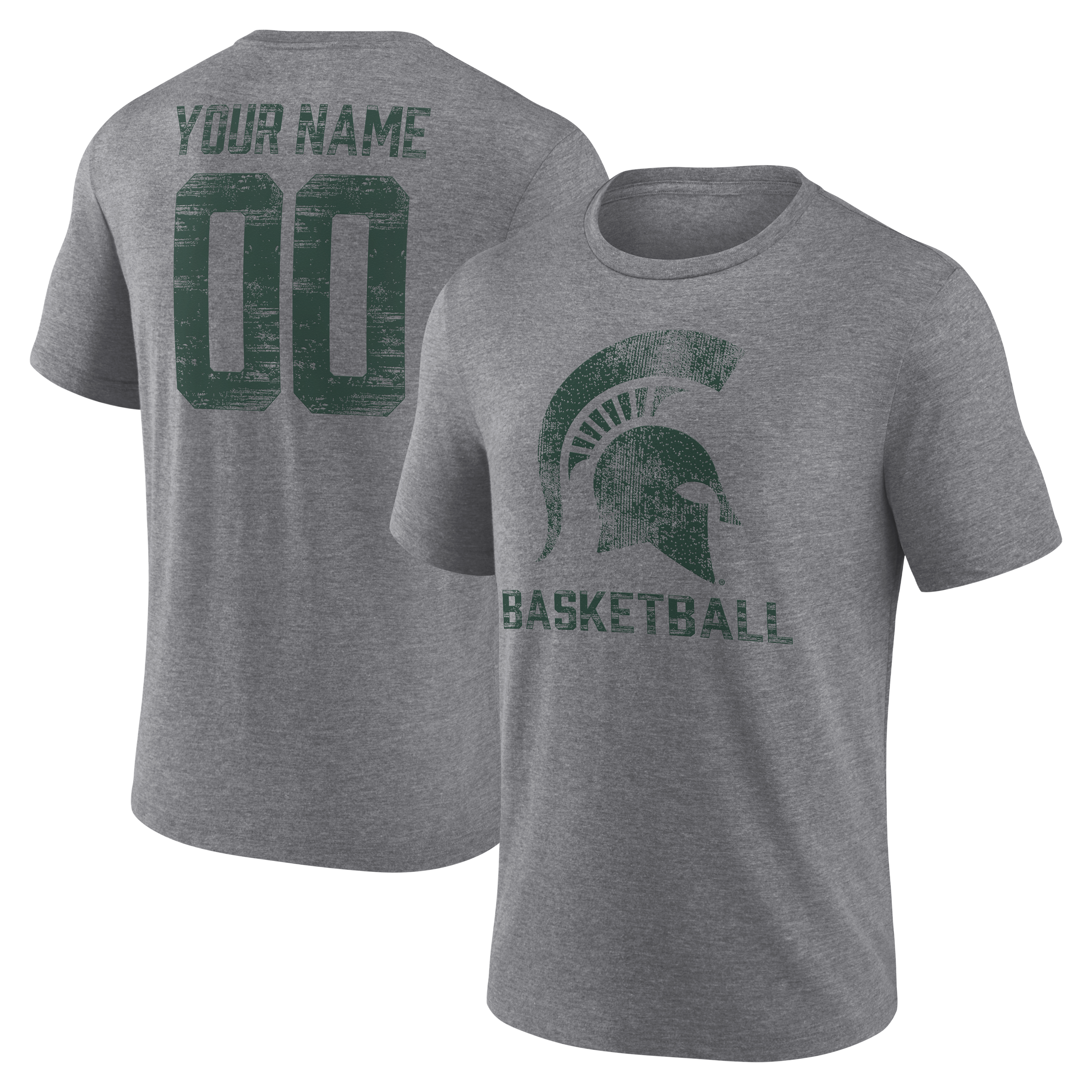 Men’s Gray Michigan State Spartans Heritage Basketball Personalized Any Name & Number Tri-Blend T-Shirt Men’s Gray Michigan State Spartans Heritage Basketball Personalized Any Name & Number Tri-Blend T-Shirt