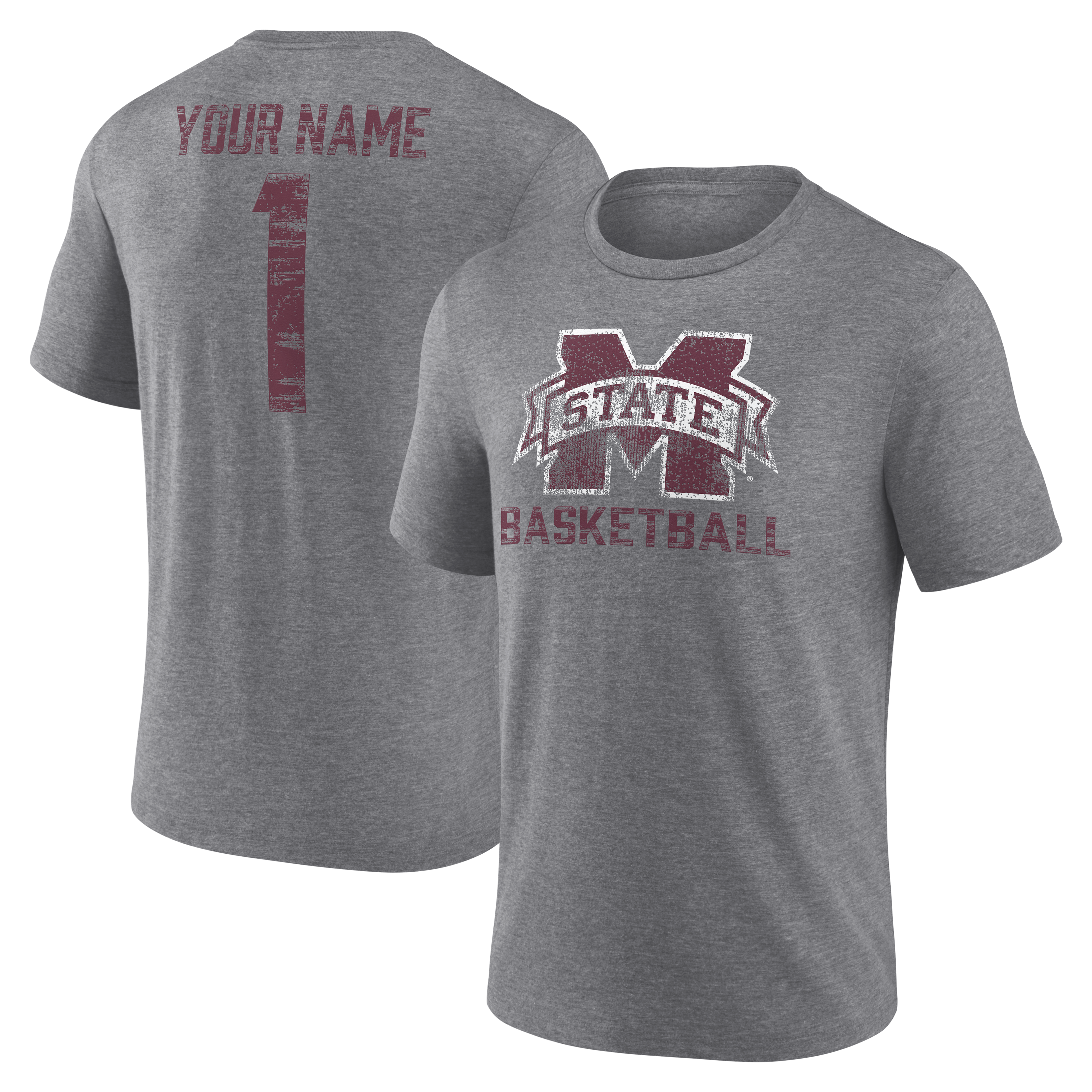 Men’s Gray Mississippi State Bulldogs Heritage Basketball Personalized Any Name & Number Tri-Blend T-Shirt Men’s Gray Mississippi State Bulldogs Heritage Basketball Personalized Any Name & Number Tri-Blend T-Shirt