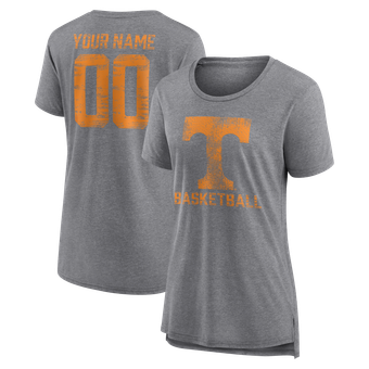 Women's Gray Tennessee Volunteers Heritage Basketball Personalized Any Name & Number Tri-Blend T-Shirt