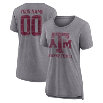 Women's Gray Texas A&M Aggies Heritage Basketball Personalized Any Name & Number Tri-Blend T-Shirt
