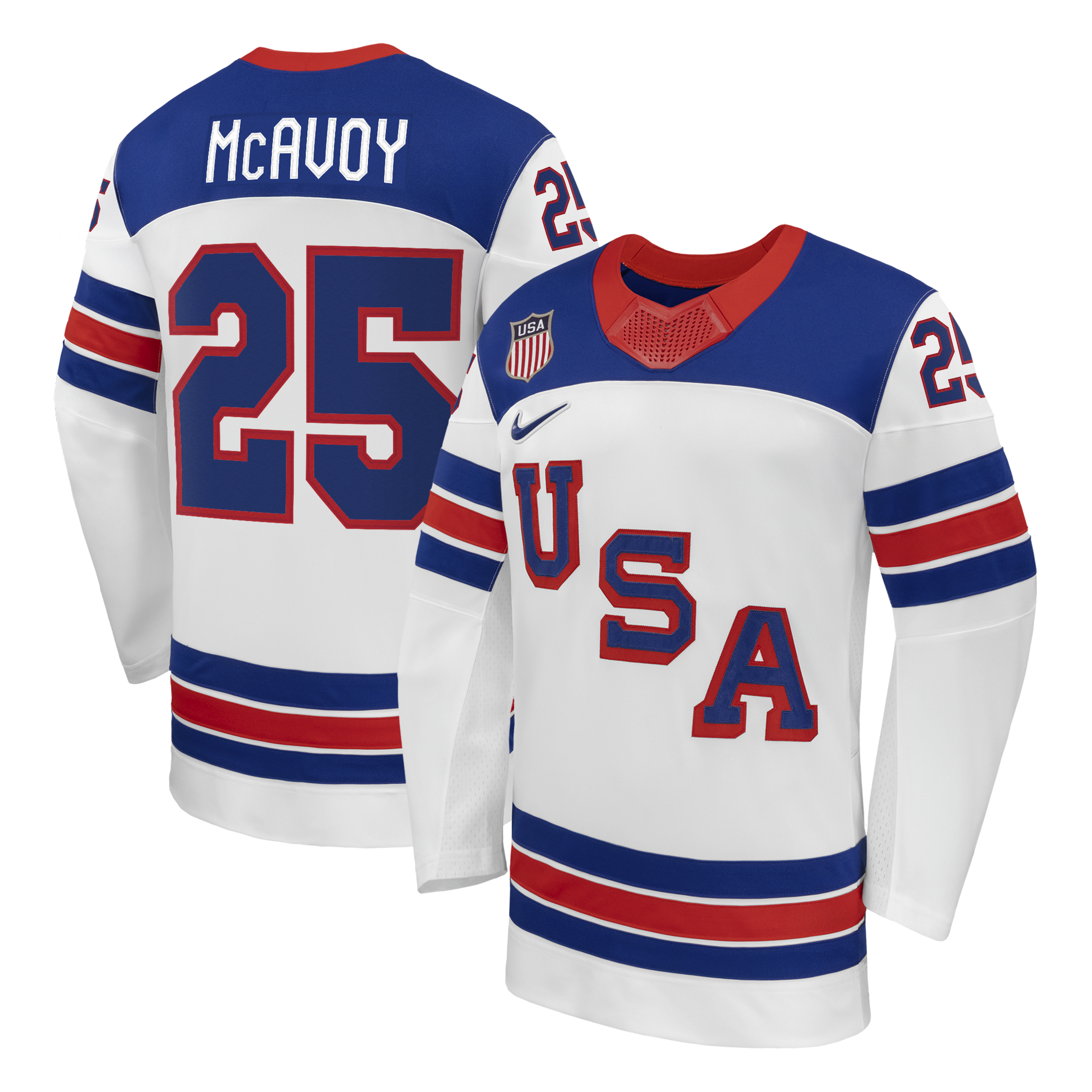 Men's Nike Charlie McAvoy White US Hockey 2026 Away Replica Jersey